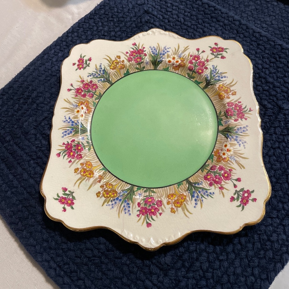 Squared shape floral salad plate